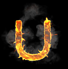Image showing Burning and flame font U letter