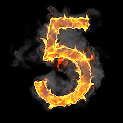 Image showing Burning and flame font 5 numeral