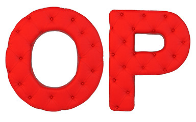 Image showing Luxury red leather font O P letters