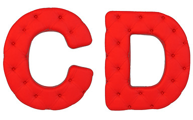 Image showing Luxury red leather font C D letters