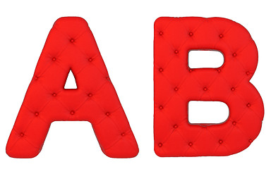 Image showing Luxury red leather font A B letters