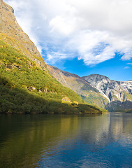 Image showing Norwegian fjords in autumn: Mountains and sky