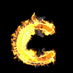 Image showing Burning and flame font C letter