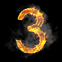 Image showing Burning and flame font 3 numeral 