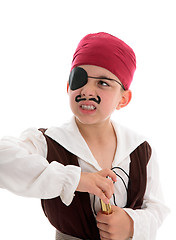 Image showing Angry pirate holding a scope 
