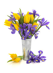 Image showing Tulip and Iris Flowers