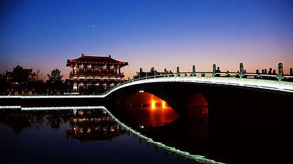 Image showing Night scenes of Xian,China