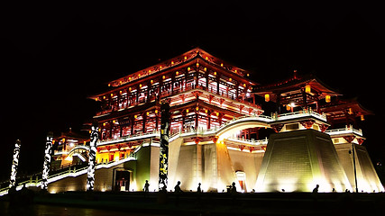 Image showing Night scenes of Xian,China