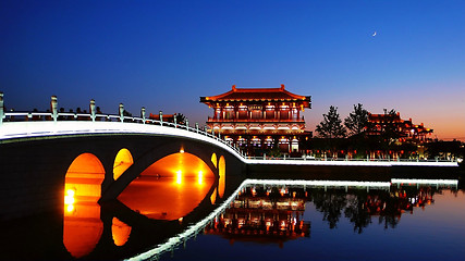 Image showing Night scenes of Xian,China