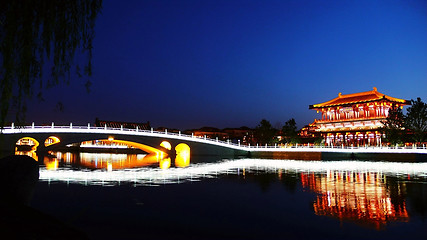 Image showing Night scenes of Xian,China