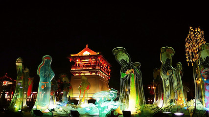 Image showing Night scenes of Xian,China