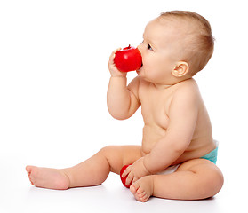 Image showing Little child with apple