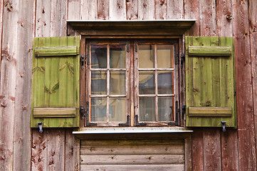 Image showing Old wooden window with shutters