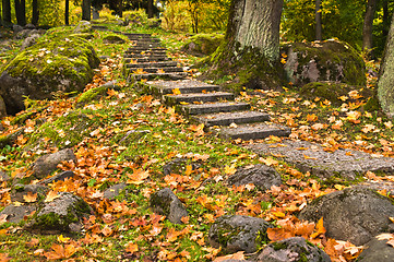 Image showing Stone ladder in autumn park Kadriorg, Tallinn