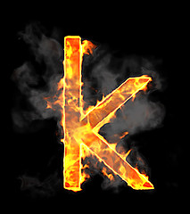 Image showing Burning and flame font K letter