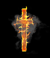 Image showing Burning and flame font T letter
