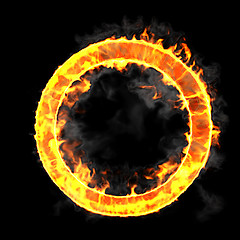 Image showing Burning and flame font O letter 