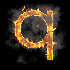 Image showing Burning and flame font Q letter