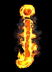 Image showing Burning and flame font J letter