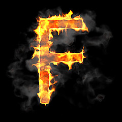 Image showing Burning and flame font F letter 