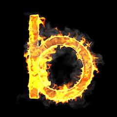 Image showing Burning and flame font B letter