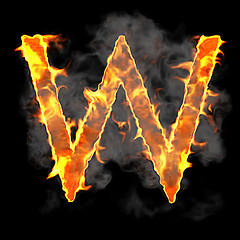 Image showing Burning and flame font W letter
