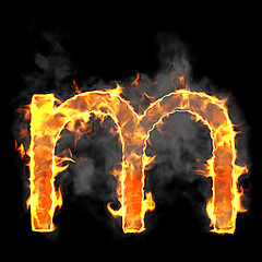 Image showing Burning and flame font M letter