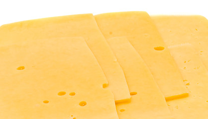 Image showing Close-up of Sliced hard cheese 