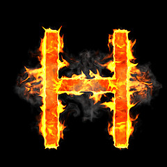 Image showing Burning and flame font H letter 