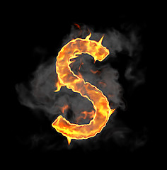 Image showing Burning and flame font S letter 