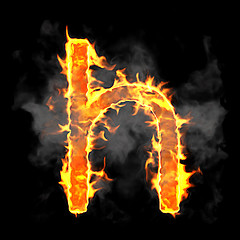 Image showing Burning and flame font H letter 