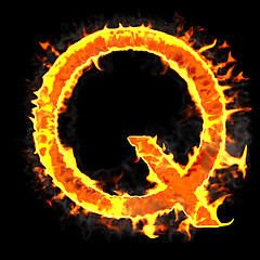 Image showing Burning and flame font Q letter 