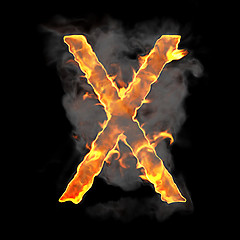 Image showing Burning and flame font X letter