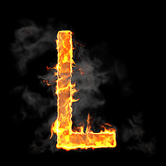 Image showing Burning and flame font L letter