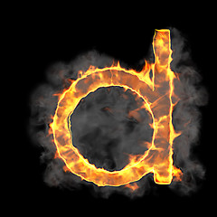 Image showing Burning and flame font D letter