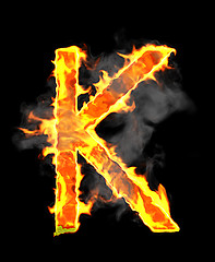 Image showing Burning and flame font K letter 