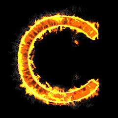 Image showing Burning and flame font C letter 