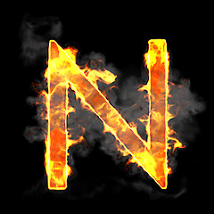 Image showing Burning and flame font N letter