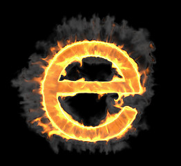 Image showing Burning and flame font E letter 