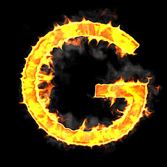 Image showing Burning and flame font G letter