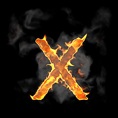 Image showing Burning and flame font X letter 