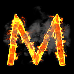 Image showing Burning and flame font M letter