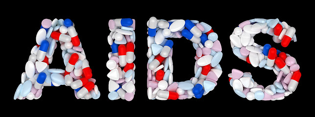 Image showing AIDS word: pills and tablets shape