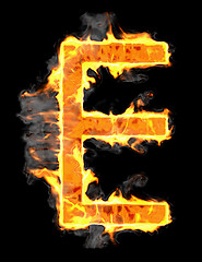 Image showing Burning and flame font E letter