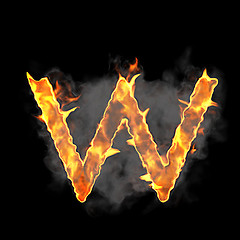 Image showing Burning and flame font W letter