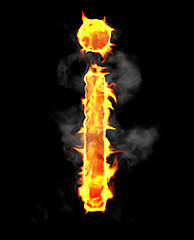 Image showing Burning and flame font I letter