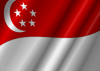 Image showing Republic of Singapore Flag Flowing