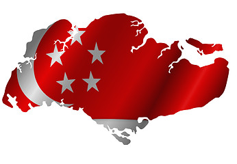 Image showing Republic of Singapore Map with Flag Silhouette