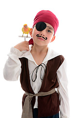 Image showing Pirate with pet bird