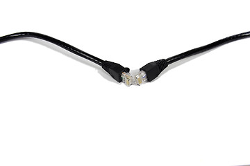 Image showing Two black ethernet cables